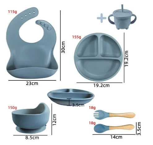 Kit introdução alimentar de Silicone 8 peças